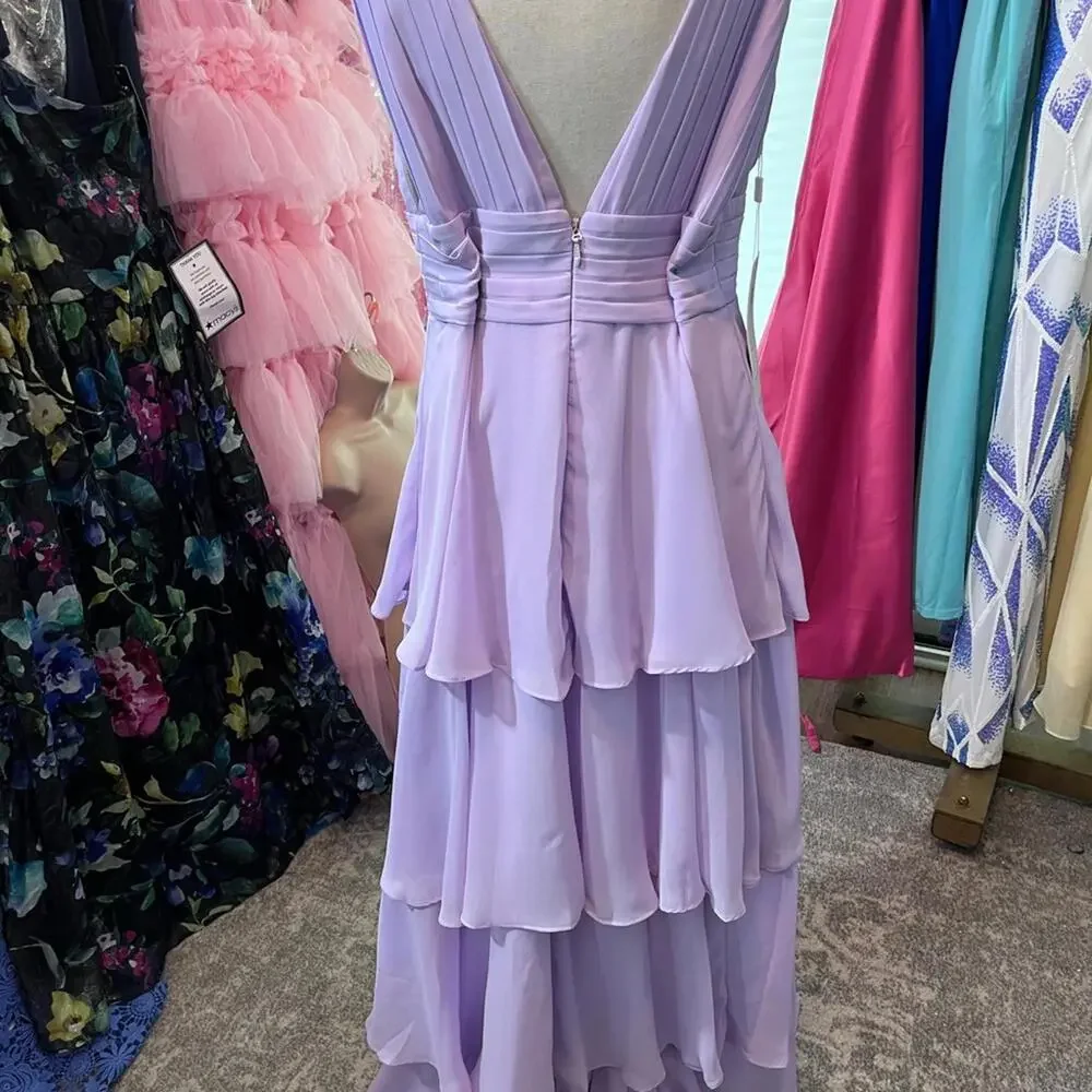Chic Lilac Layered Prom Dress - Picture 4 of 6